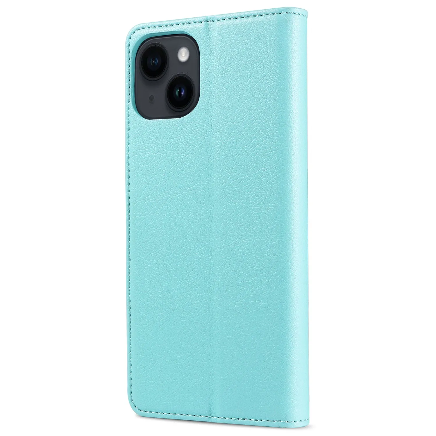 001 For iPhone 15 Plus Wallet PU Leather Stand Cover Magnetic Closure Phone Case RFID Blocking Function Shell