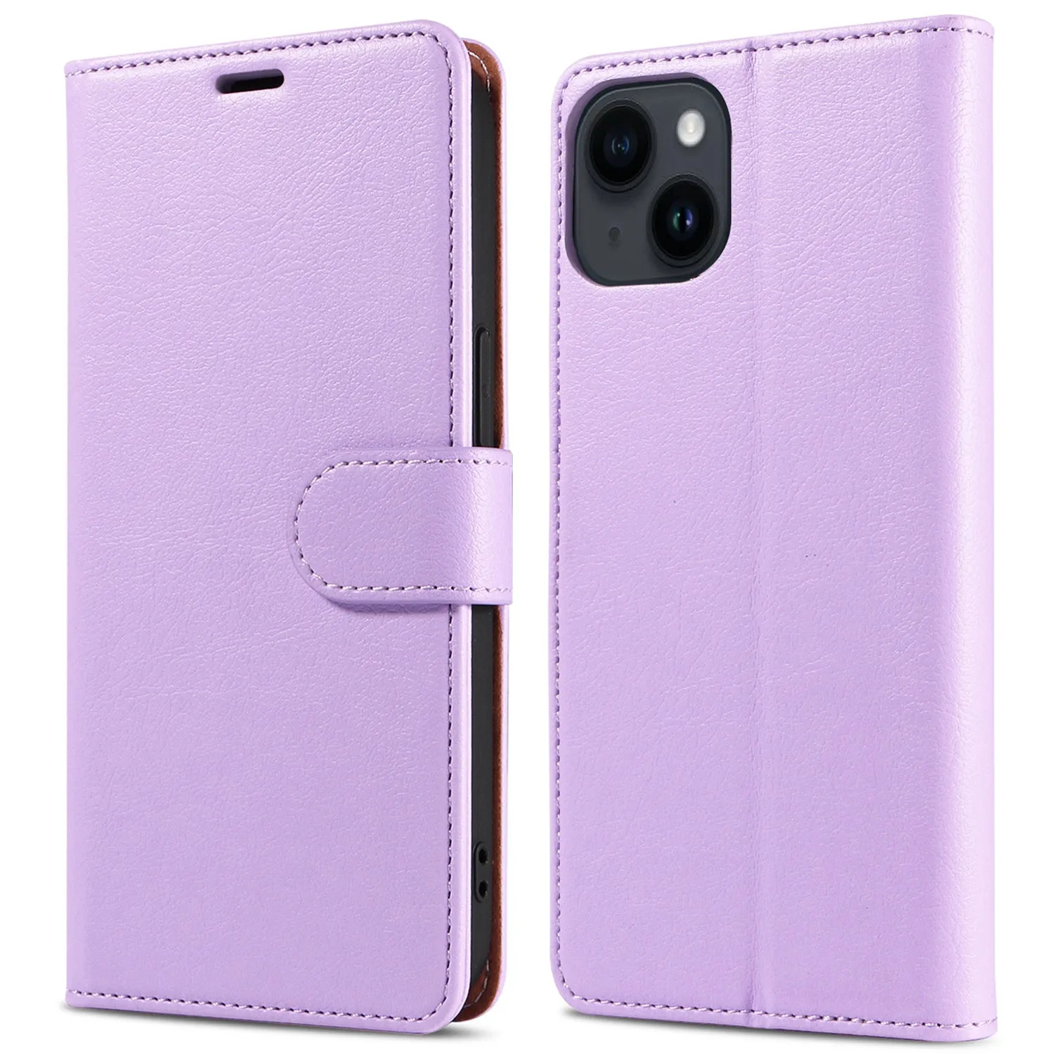 001 For iPhone 15 Plus Wallet PU Leather Stand Cover Magnetic Closure Phone Case RFID Blocking Function Shell