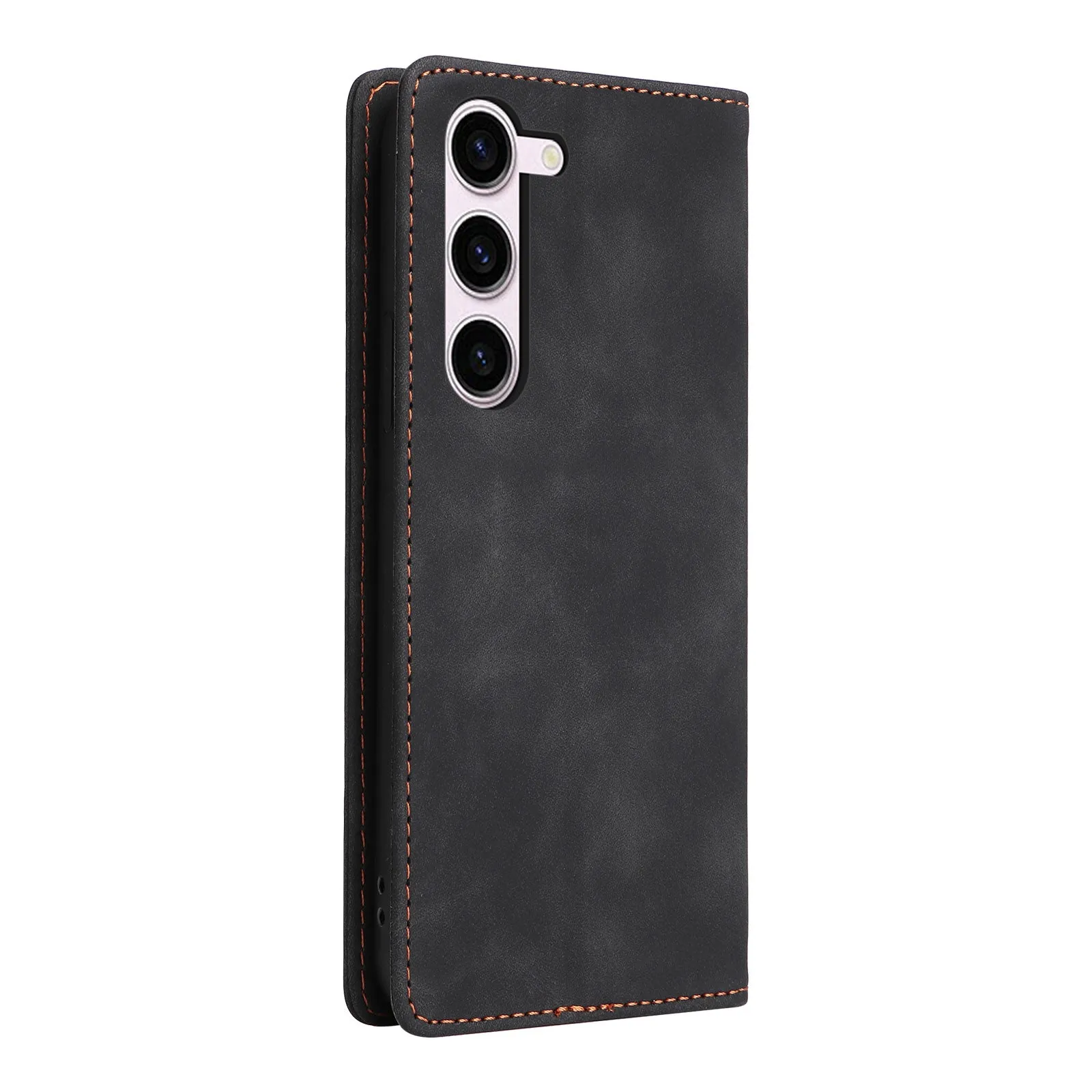 006 Series For Samsung Galaxy S23  Case PU Leather Sucker Closure Phone Stand Cover