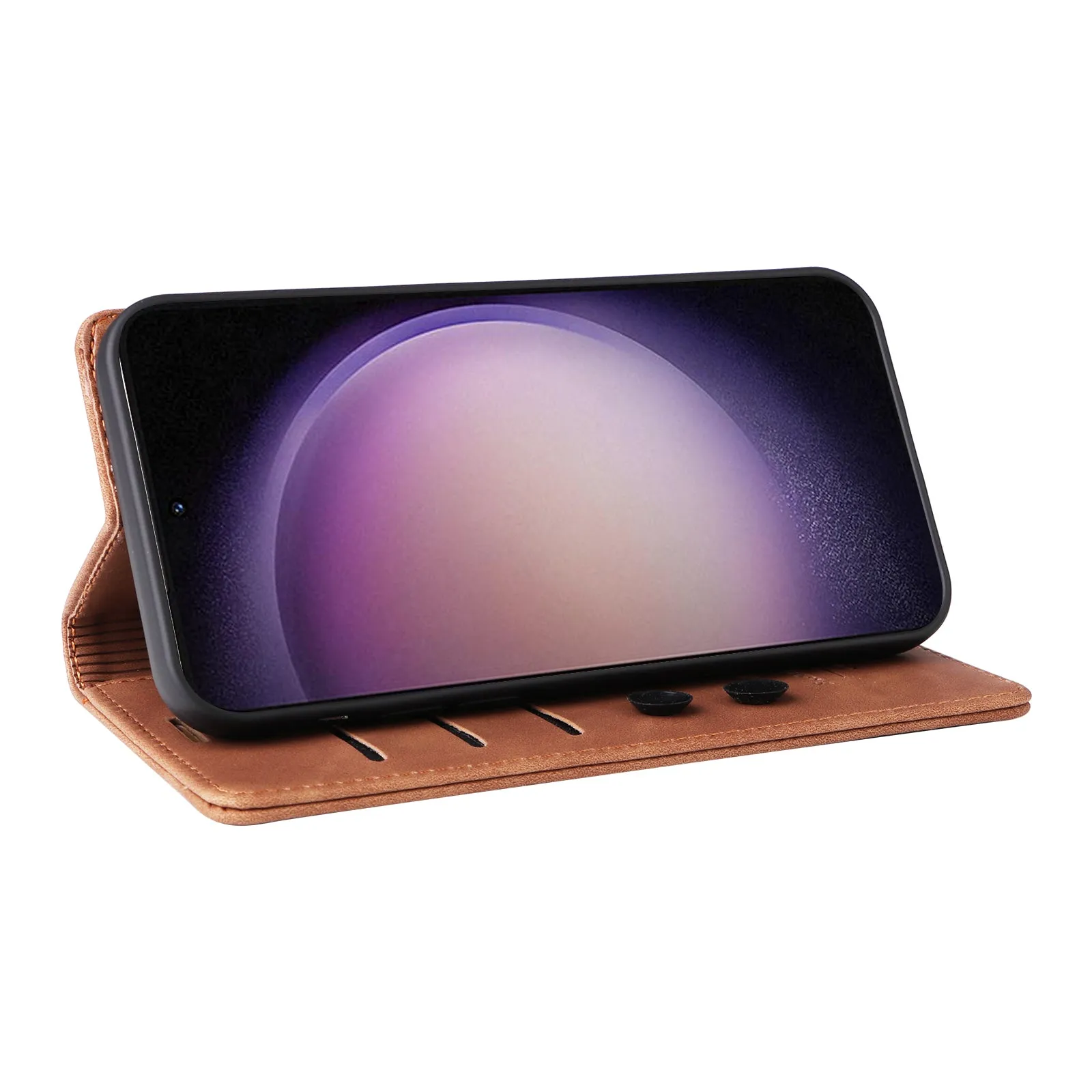 006 Series For Samsung Galaxy S23  Case PU Leather Sucker Closure Phone Stand Cover
