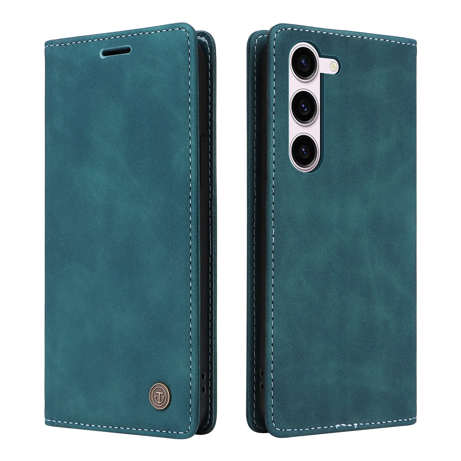 006 Series For Samsung Galaxy S23  Case PU Leather Sucker Closure Phone Stand Cover