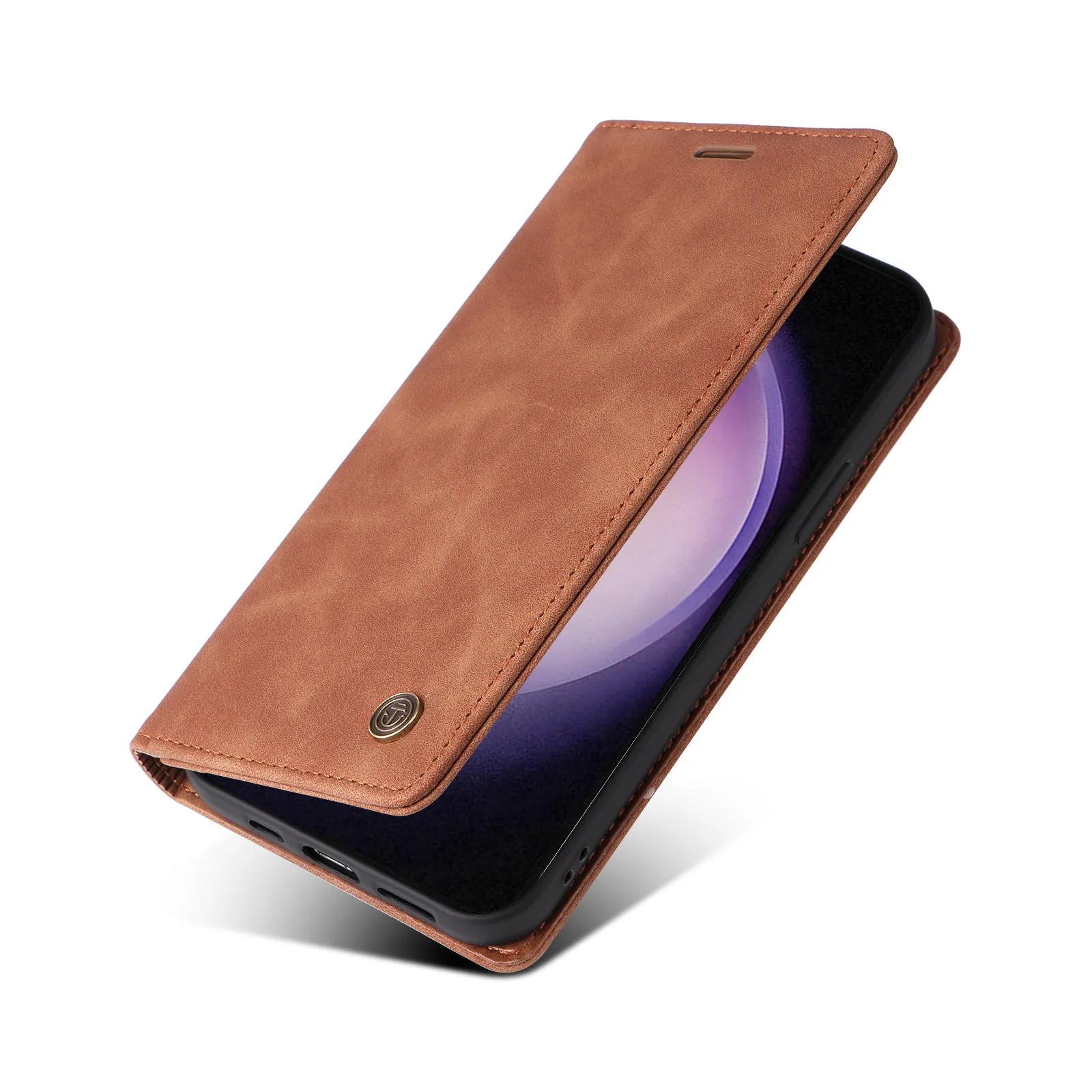 006 Series For Samsung Galaxy S23  Case PU Leather Sucker Closure Phone Stand Cover