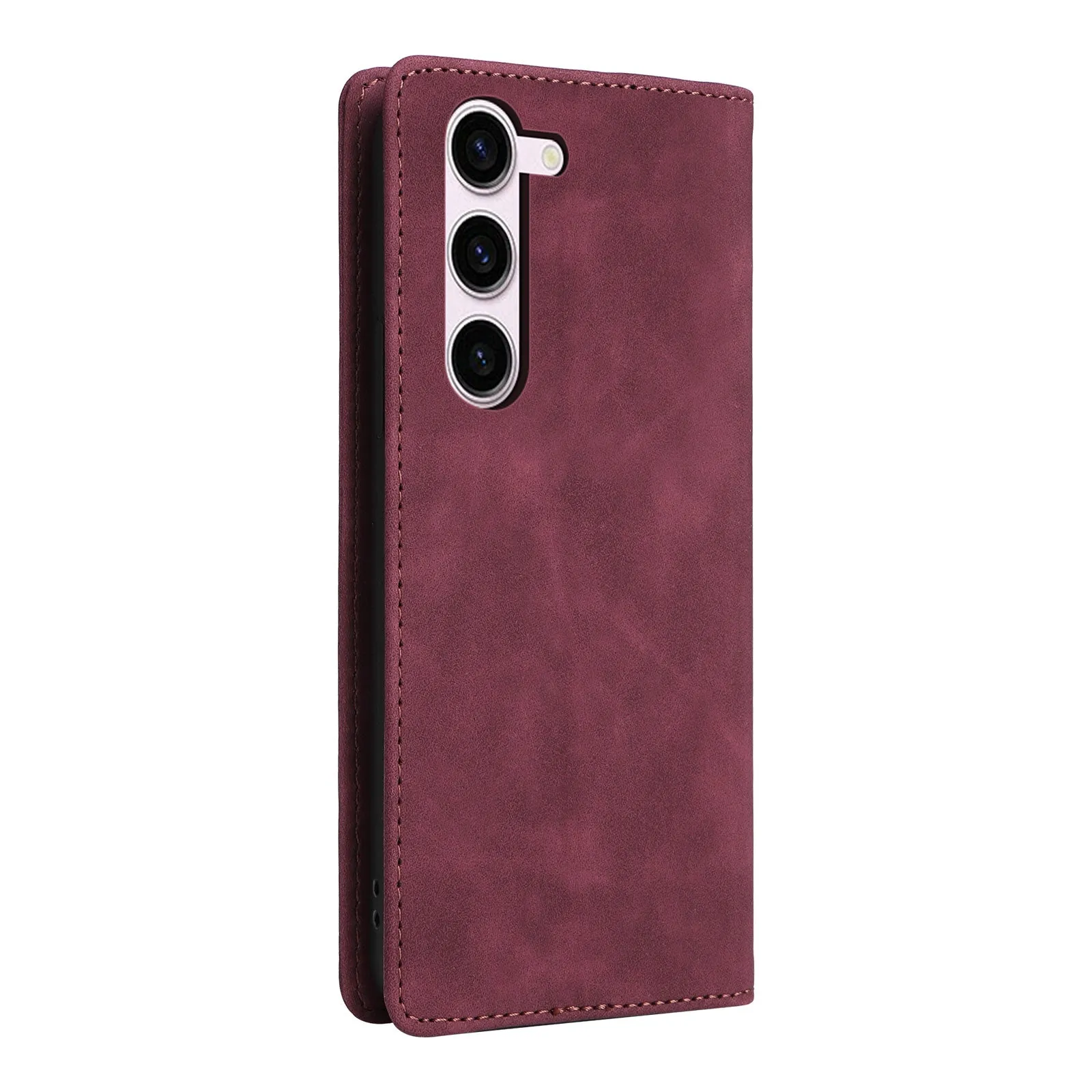 006 Series For Samsung Galaxy S23  Case PU Leather Sucker Closure Phone Stand Cover