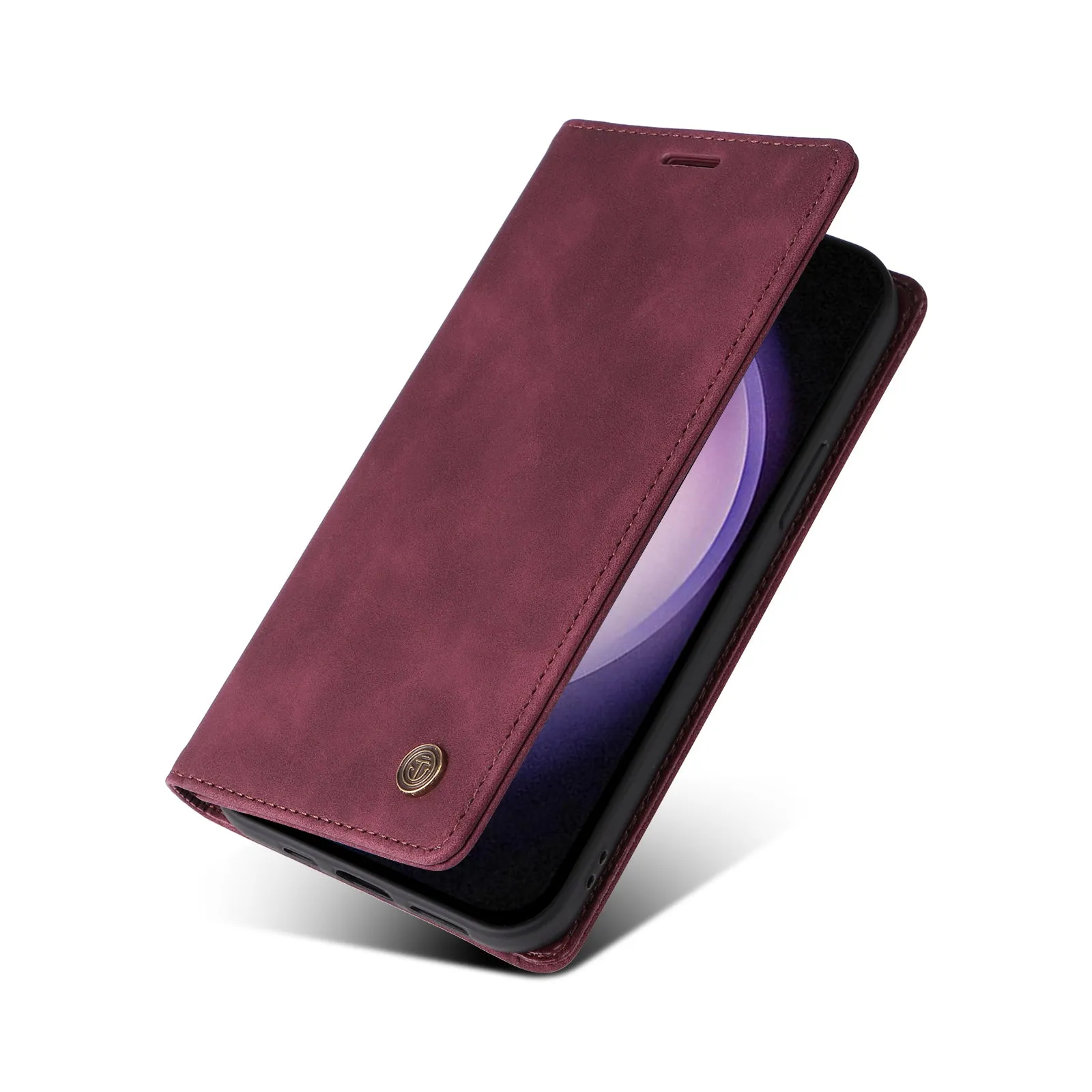 006 Series For Samsung Galaxy S23  Case PU Leather Sucker Closure Phone Stand Cover