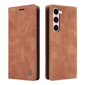 006 Series For Samsung Galaxy S23  Case PU Leather Sucker Closure Phone Stand Cover