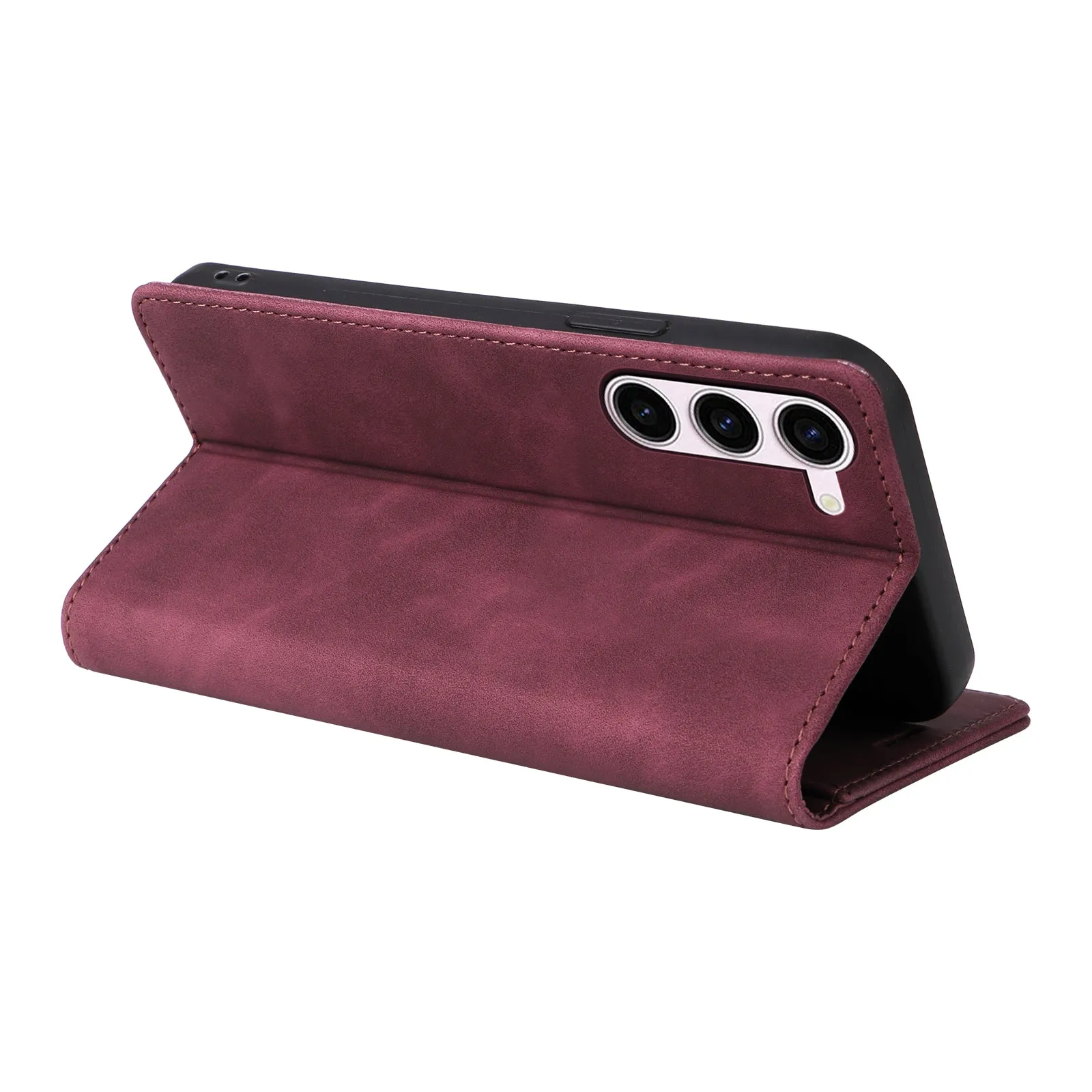 006 Series For Samsung Galaxy S23  Case PU Leather Sucker Closure Phone Stand Cover