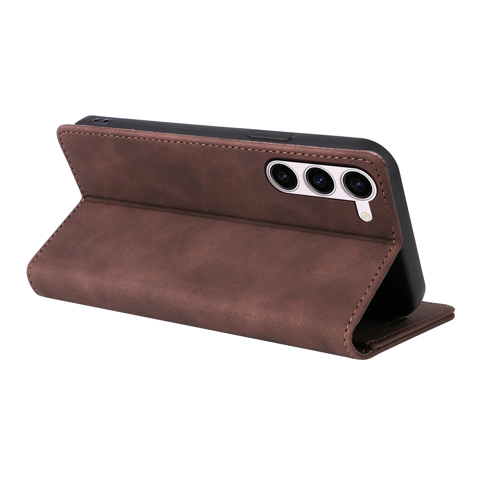 006 Series For Samsung Galaxy S23  Case PU Leather Sucker Closure Phone Stand Cover