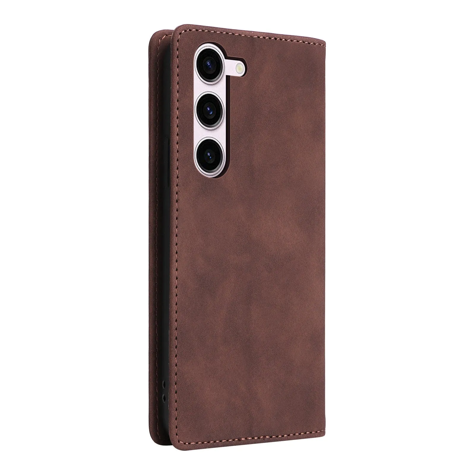 006 Series For Samsung Galaxy S23  Case PU Leather Sucker Closure Phone Stand Cover
