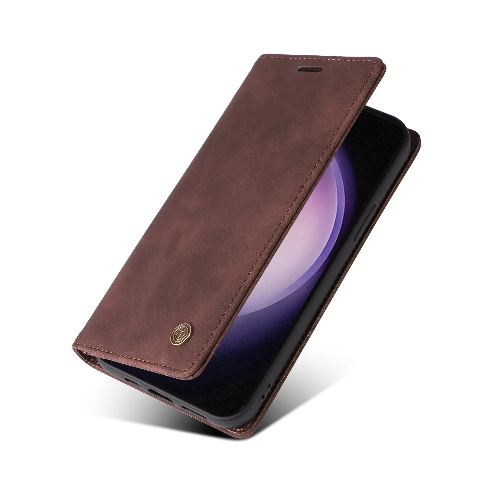006 Series For Samsung Galaxy S23  Case PU Leather Sucker Closure Phone Stand Cover