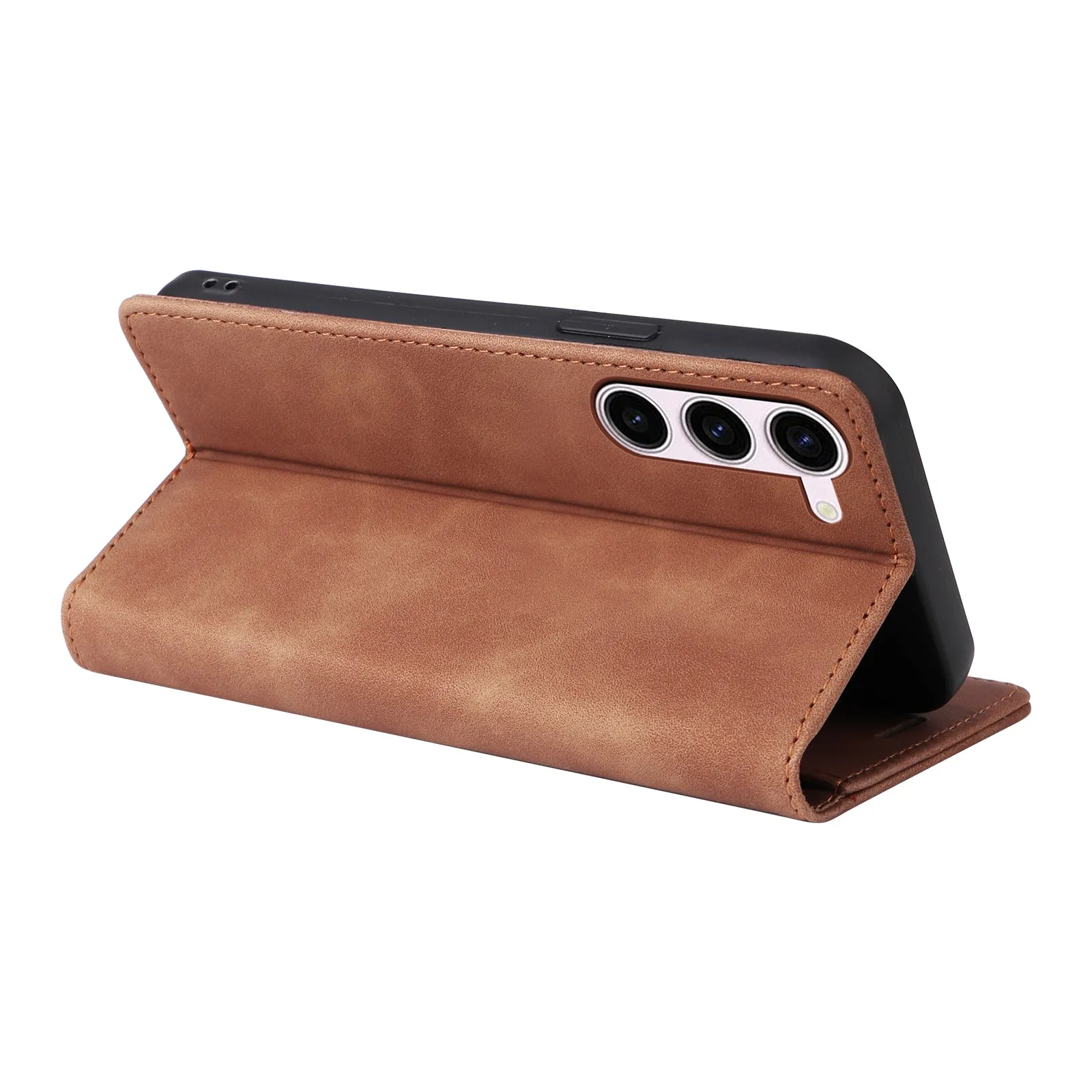 006 Series For Samsung Galaxy S23  Case PU Leather Sucker Closure Phone Stand Cover