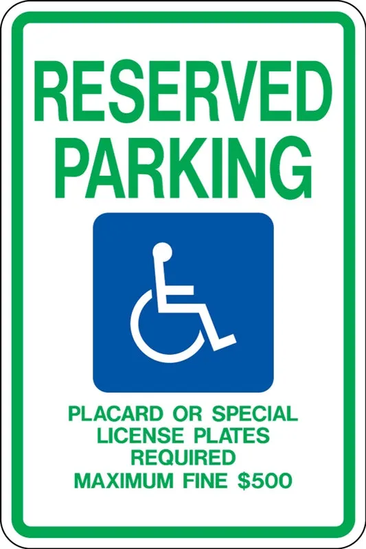 .080 Reflective "RESERVED PARKING (handicap)"