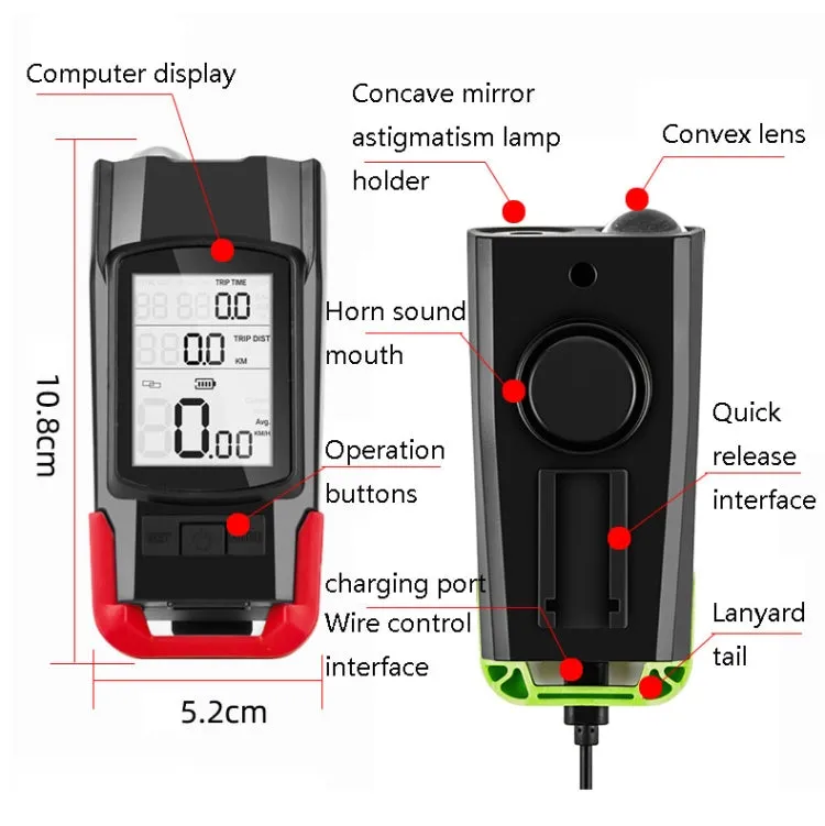 3 In 1 Wireless Bicycle Code Meter Lamp Strong Light Front Light