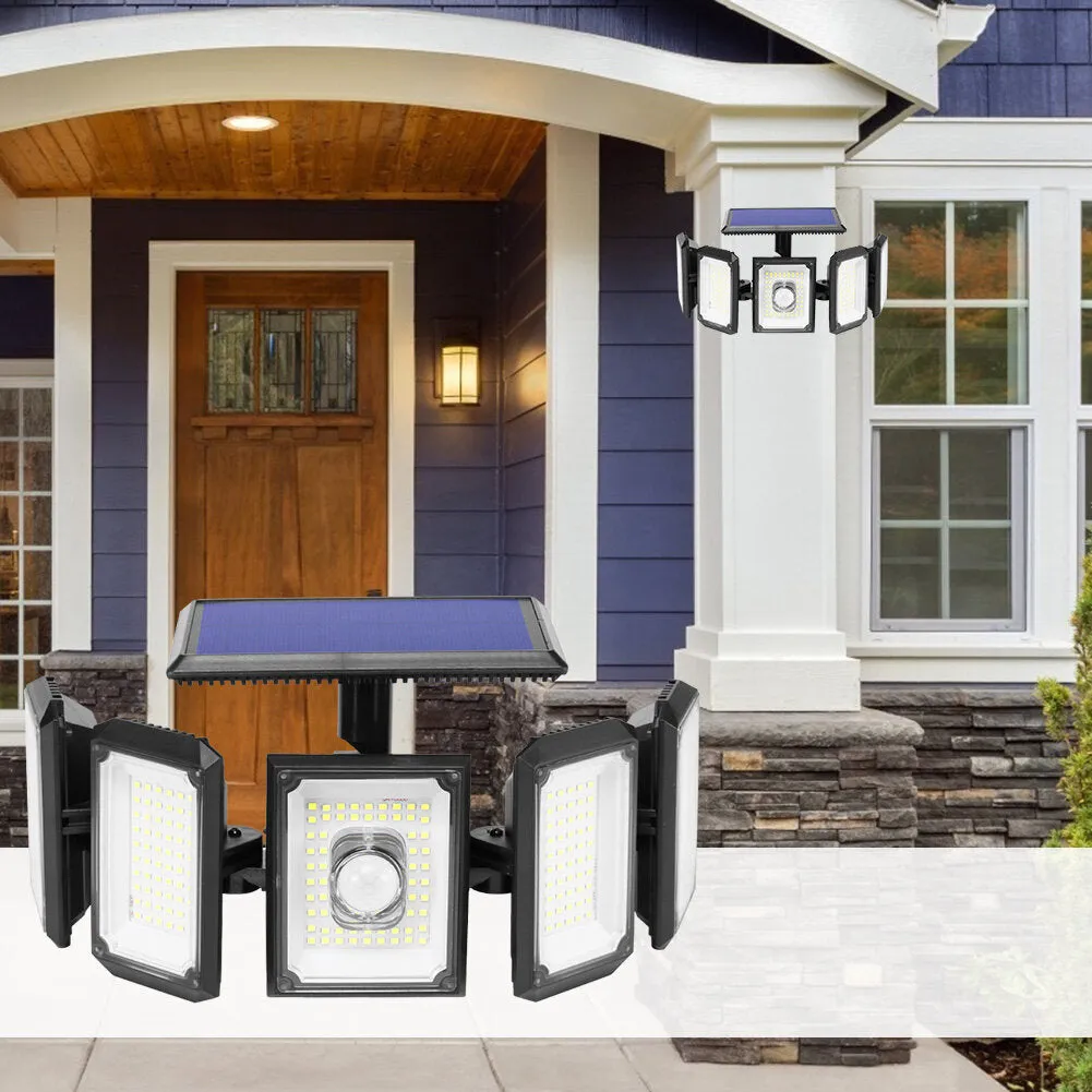 300 LED Solar Lights Outdoor 270 Wide Angle Motion Sensor Flood Wall Lights 3 Adjustable Heads for Yard Patio Garden Porch