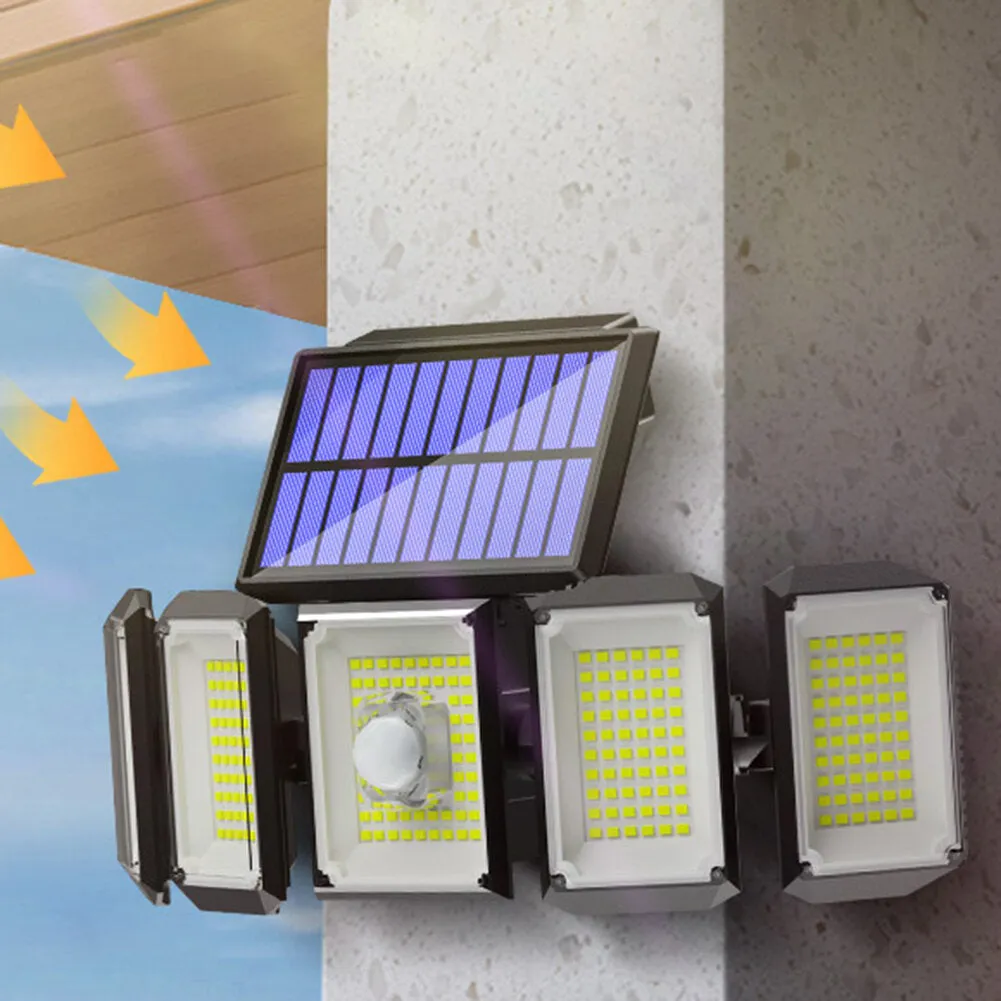 300 LED Solar Lights Outdoor 270 Wide Angle Motion Sensor Flood Wall Lights 3 Adjustable Heads for Yard Patio Garden Porch