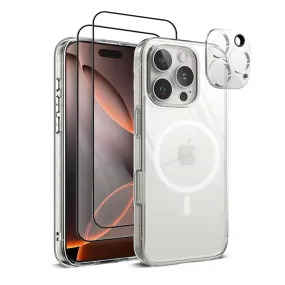 4 in 1 for iPhone 16 Pro Max Case [Compatible with MagSafe]Tempered Glass Screen Protectors, Camera Lens Protector