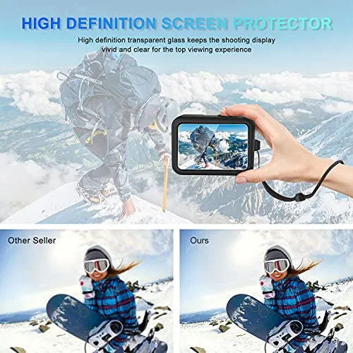 Accessories Kit for GoPro Hero 10/9 Black, Silicone Sleeve Protective Case with Rubber Cap   6Pcs Tempered Glass Screen Protector with Lens Cover Cap for GoPro Hero 10/9