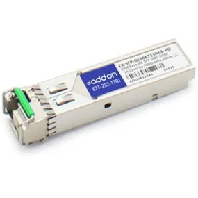 AddOn Juniper Networks EX-SFP-GE40KT13R14 Compatible TAA Compliant 1000Base-BX SFP Transceiver (SMF, 1310nmTx/1490nmRx, 40km, LC, DOM) EX-SFP-GE40KT13R14-AO