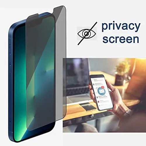Ailun 2Pack Privacy Screen Protector for iPhone 13 Pro Max [6.7 inch]   2 Pack Camera Lens Protector, Anti Spy Private Tempered Glass Film, [9H Hardness] - HD [Black][4 Pack]