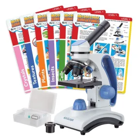 AmScope M161 Series Student Monocular Compound Microscope 40X-1000X Magnification with Coarse-focus, 10-piece Slide Set and Experiment Cards