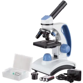 AmScope M161 Series Student Monocular Compound Microscope 40X-1000X Magnification with Coarse-focus and 10-piece Slide Set