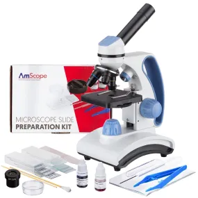 AmScope M161 Series Student Monocular Compound Microscope 40X-1000X Magnification with Coarse-focus and Slide Preparation Kit