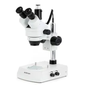 AmScope SM-2 Series Trinocular Stereo Microscope on Pillar Stand with Dual Halogen Lights and HDMI CMOS Optional Digital Camera