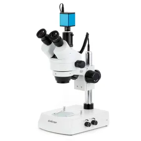 AmScope SM-2 Series Trinocular Stereo Microscope on Pillar Stand with LED Dual Lights and Auto Focus Optional Digital Camera