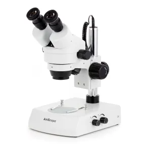 AmScope SM-2 Series Zoom Binocular Stereo Microscope on Pillar Stand with Dual Halogen Lights and Optional Digital Camera