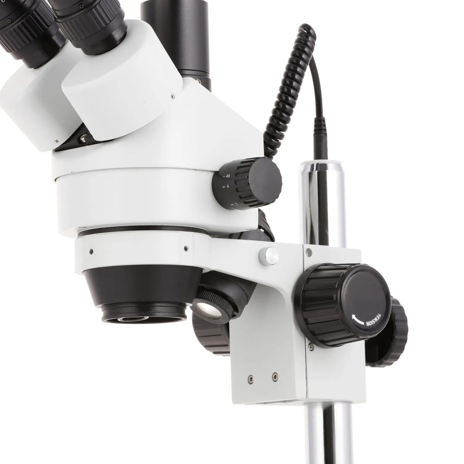 AmScope SM-2 Simul-Focal Series Zoom Trinocular Stereo Microscope on Pillar Stand with Dual Halogen Lights and Auto Focus Optional Digital Camera