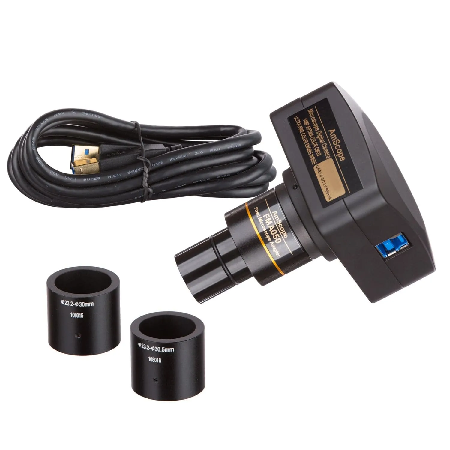 AmScope SM-3 Series Simul-Focal Zoom Trinocular Stereo Microscope with 150W Halogen Dual Fiber Gooseneck Lights and Optional Digital Camera on Single Arm Boom Stand