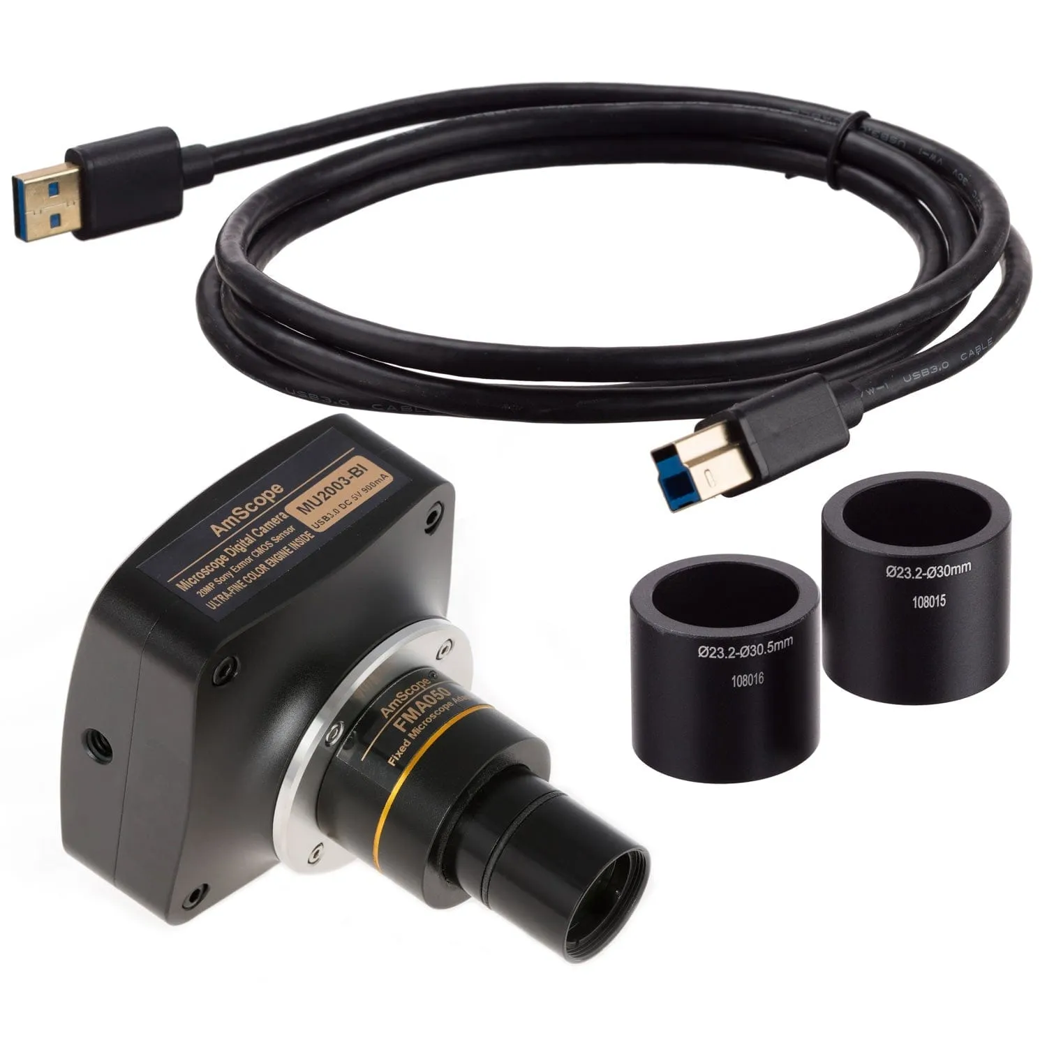 AmScope SM-4 Series Simul-Focal Zoom Trinocular Stereo Microscope with 150W Halogen Dual Gooseneck & Ring Lights and Optional Digital Camera on Double Arm Boom Stand