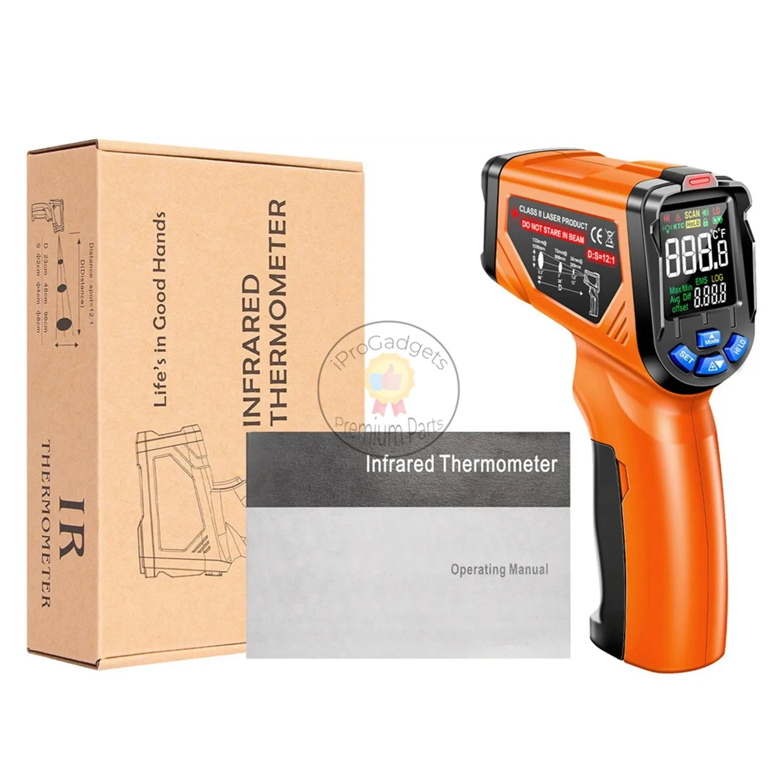 Aneng TH06 Infrared Temperature Gun VA Reverse Screen Thermometer 0.1~1.00 Adjustable Industrial Detector Sensor Instrument Tool