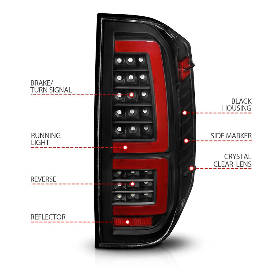 ANZO Full LED Tail Lights With Sequential Turn Signal - Black | 2014-2021 Toyota Tundra
