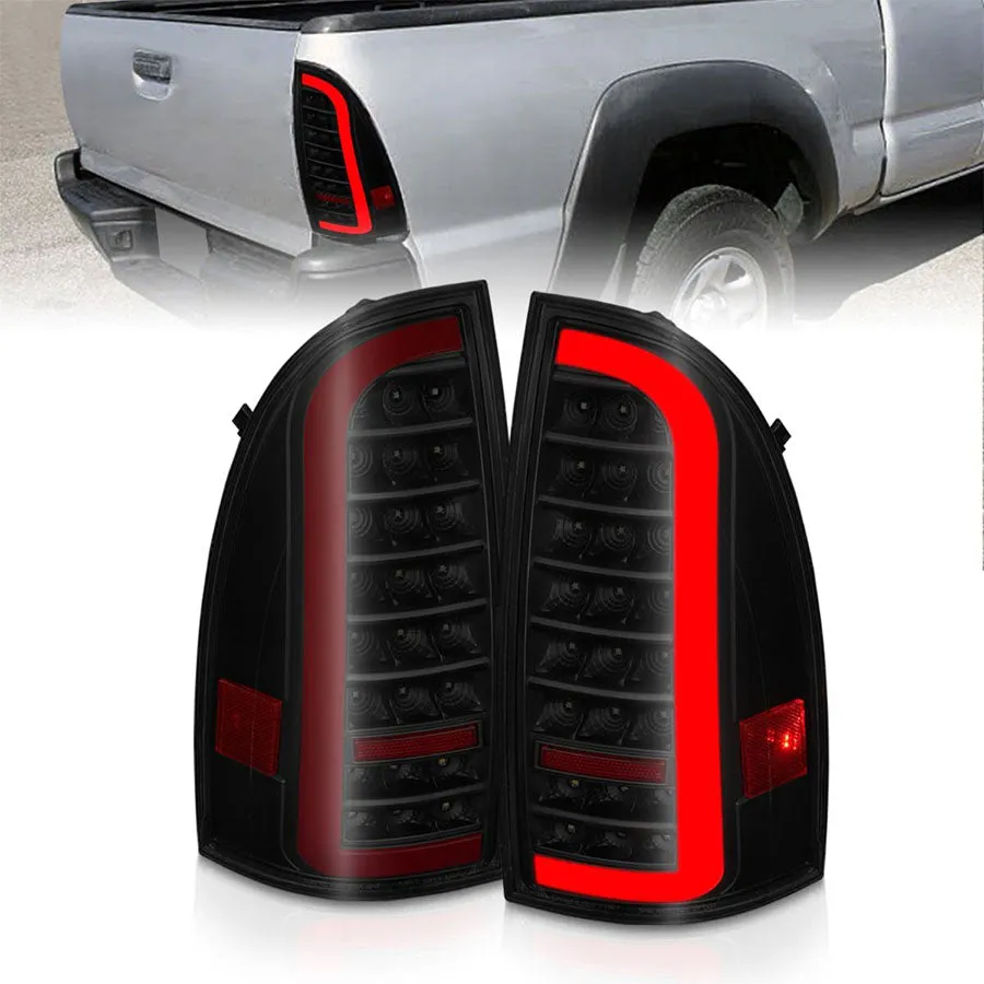 ANZO Full LED Tail Lights With Sequential Turn Signal - Black Housing Smoke Lens | 2005-2015 Toyota Tacoma