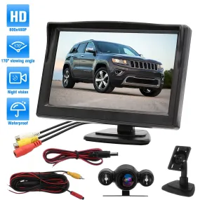 Backup Camera with 5 Inch Monitor Kit Waterproof Night Vision