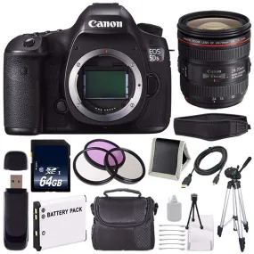 Canon EOS 5DS R DSLR Camera (International Model) 0582C002   Canon EF 24-70mm f/4L is USM Lens   LP-E6 Battery   64GB Card Storage Bundle
