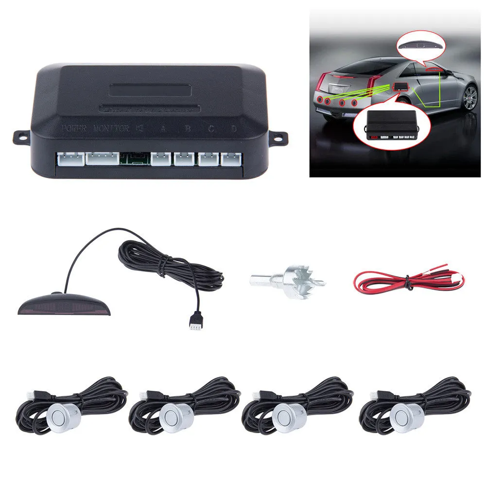 Car LED Parking Reverse Backup Radar System with 4 Sensors