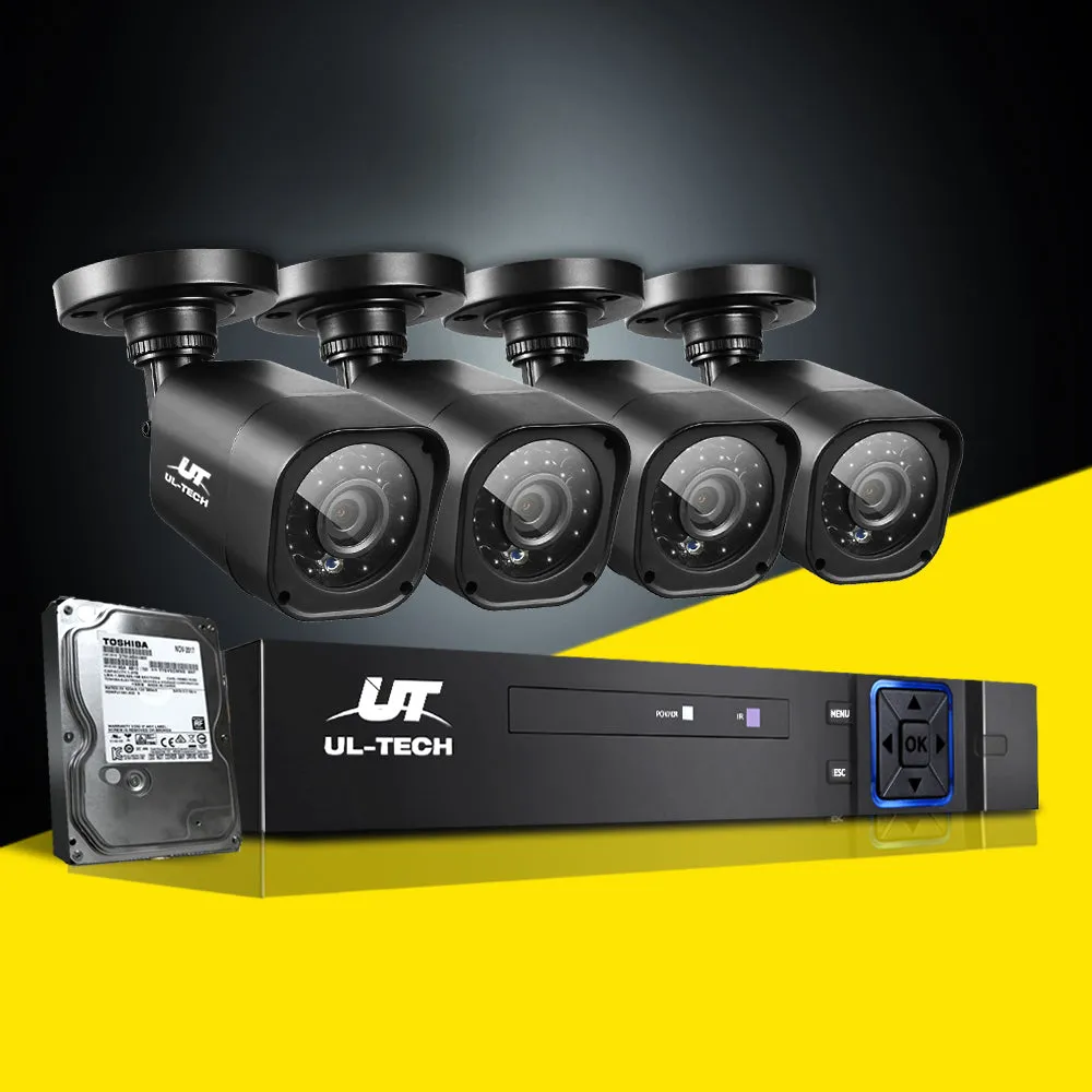 CCTV Security System 8CH DVR 4 Cameras 1TB Hard Drive