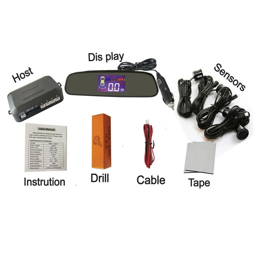 Cheap Car Parking Reversing Screen Wireless Alarm System PZ-306-W