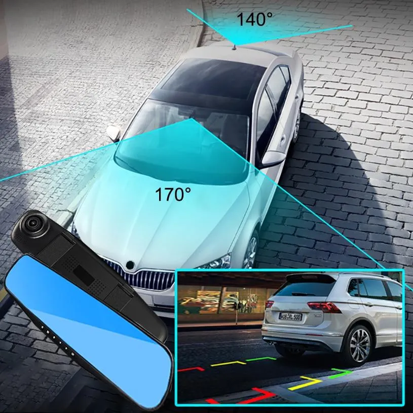 Dual Lens DashCam Vehicle Front and Rear Car Camera HD 1080P Video Recorder
