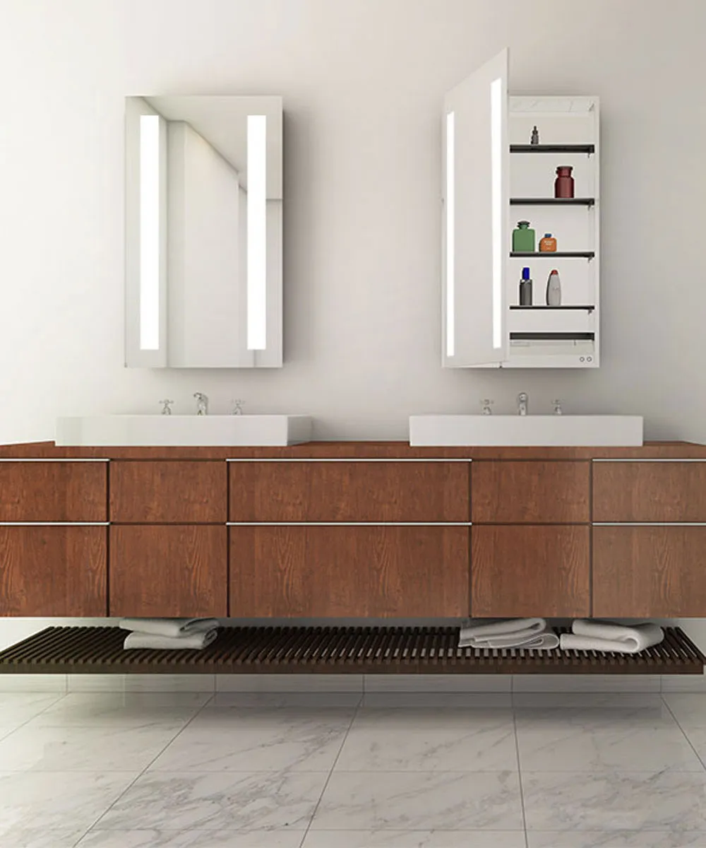 Electric Mirror Ascencion ADA LED 23.5" Mirrored Medicine Cabinets, 3 Heights, Left or Right Hinge