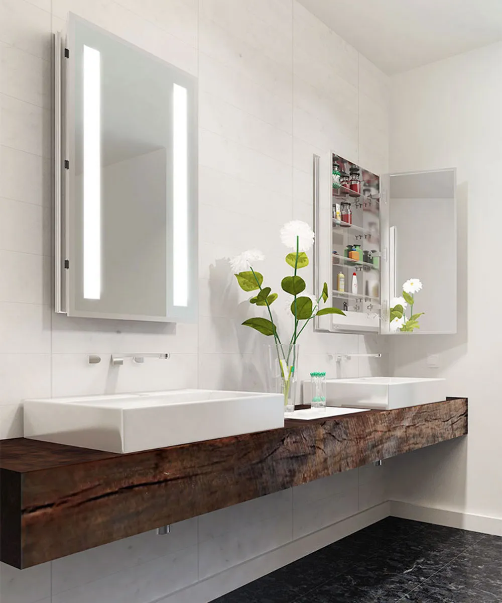 Electric Mirror Ascencion ADA LED 23.5" Mirrored Medicine Cabinets, 3 Heights, Left or Right Hinge