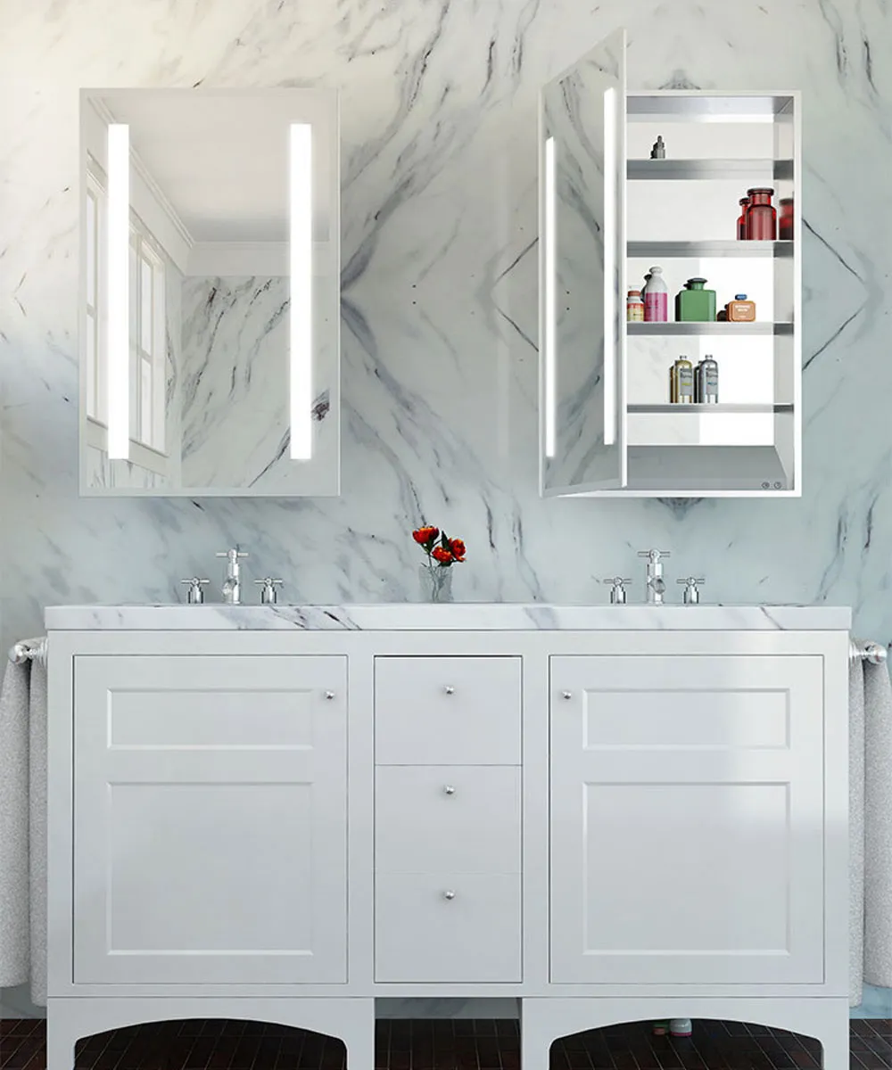 Electric Mirror Ascencion ADA LED 23.5" Mirrored Medicine Cabinets, 3 Heights, Left or Right Hinge