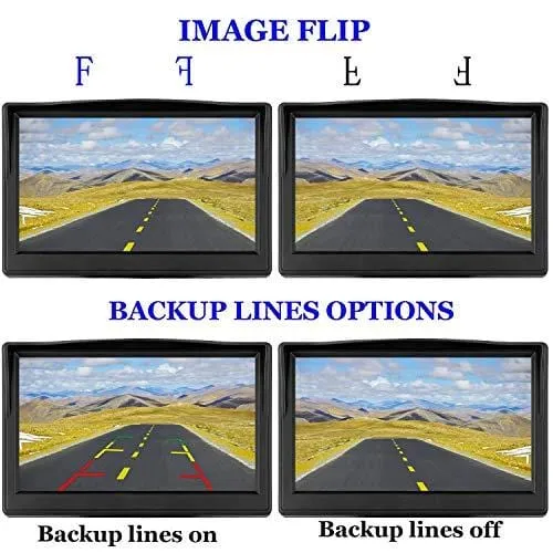 Emmako Digital Wireless Backup Camera 5'' Monitor System Truly Color for Truck/RV/Car/Trailer/Pickup IP69K Waterproof Rear/Front View Driving/Reversing Use Guide Lines On/Off