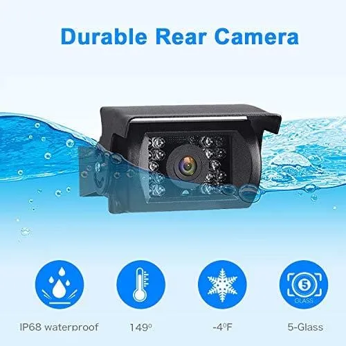 Emmako Digital Wireless Backup Camera 5'' Monitor System Truly Color for Truck/RV/Car/Trailer/Pickup IP69K Waterproof Rear/Front View Driving/Reversing Use Guide Lines On/Off