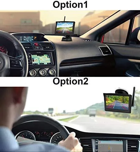 Emmako Digital Wireless Backup Camera 5'' Monitor System Truly Color for Truck/RV/Car/Trailer/Pickup IP69K Waterproof Rear/Front View Driving/Reversing Use Guide Lines On/Off
