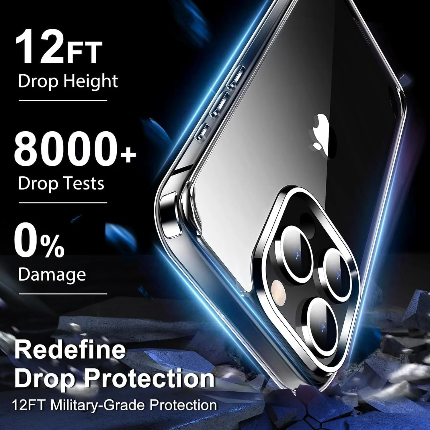Entronix Case Heavy Duty Transparent Case Designed for Apple iPhone 11 Clear with 2 Screen Protector and Camera Lens, Shockproof Dropproof Slim Case