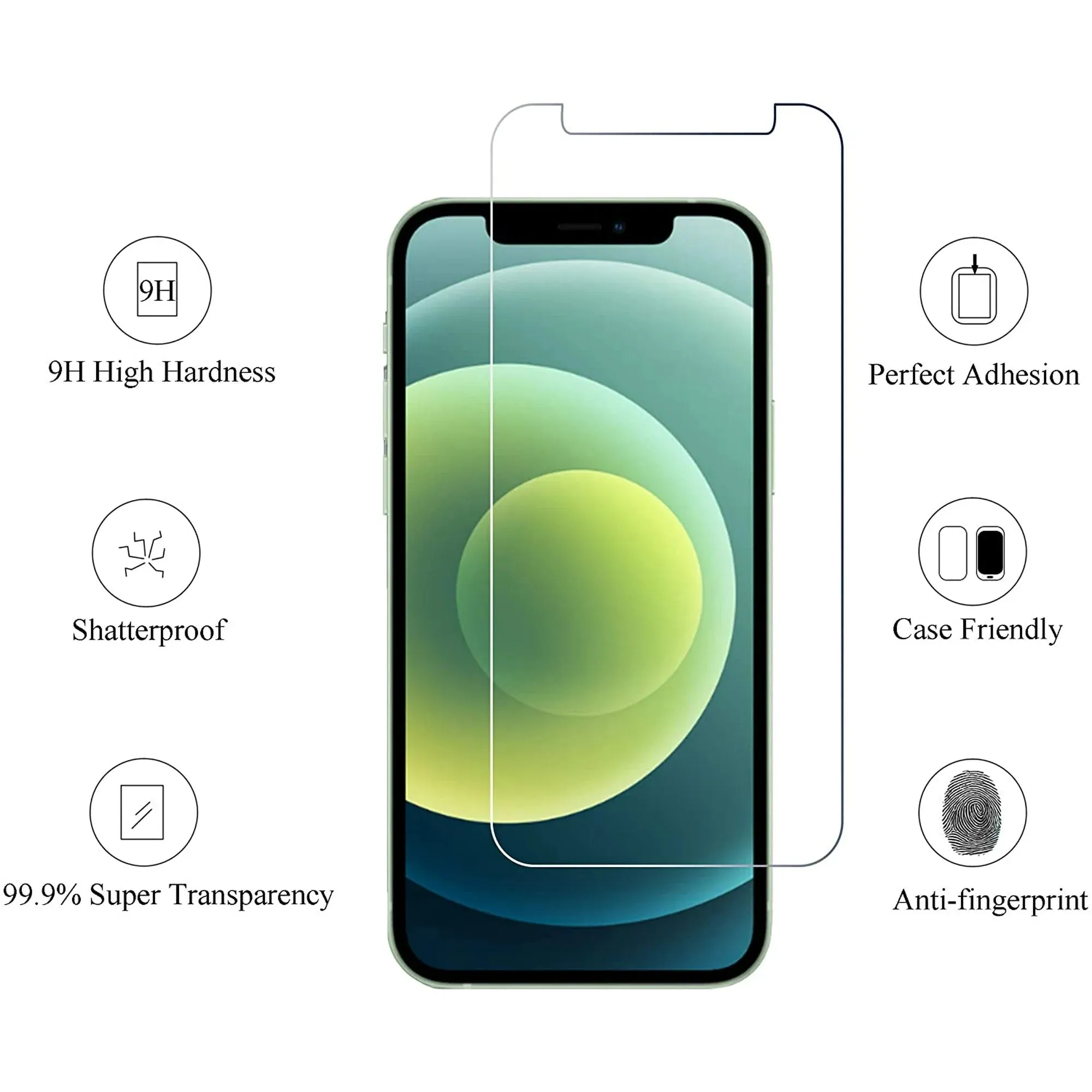 Entronix Case Screen Protector Bundle with Camera Cover Designed for Apple iPhone 12 Clear 9H Hardness,Bubble Free Easy Install, 3 PACK