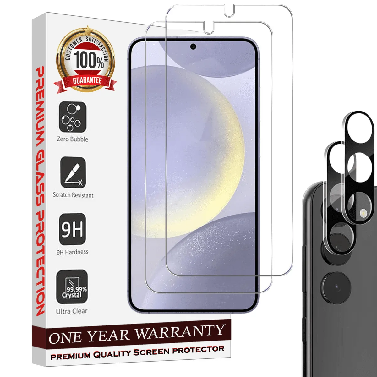 Entronix Case Screen Protector Bundle with Camera Cover for Samsung Galaxy S21 Clear Built Anti Scratch, Bubble Free Easy Install,2 PACK