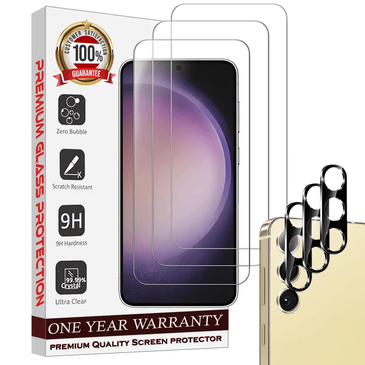 Entronix Case Screen Protector Bundle with Camera Cover for Samsung Galaxy S24 Plus Clear Built Anti Scratch, Bubble Free Easy Install, 3 PACK